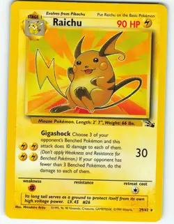 Raichu - 29/62 Fossil Set - Pokemon TCG - 1999 - Image 1
