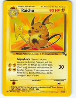 Raichu - 29/62 Fossil Set - Pokemon TCG - 1999 - Image 1