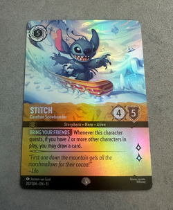 Stitch Carefree Snowboarder - Disney Lorcana Winterspell Foil 207/204 NM - Image 1