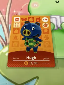 #178 Hugh AUTHENTIC Nintendo Animal Crossing Amiibo NFC Card Series 2 - Image 1