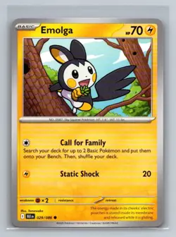 Emolga Normal Common SV: Black Bolt BLK Lightning 029/086 Pokemon Card TCG - Image 1