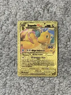 Dragonite VStar Giga Impacto Super Rare Gold Accent Foil Fan Art Cards - Image 1