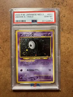 PSA 10 Unown A Holo Neo 2 201 GEM MINT Japanese Graded Pokemon Card - Image 1