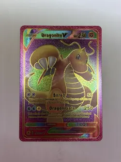 Dragonite V Dragon Gale HP230 Rainbow Foil Fan Art Ultra Rare Display Card M/NM - Image 1