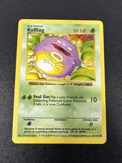 Koffing 51/102 Shadowless Base Set Rare Vintage Pokemon Card - LP - Image 1