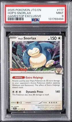 2025 POKEMON JTG EN-JOURNEY TOGETHER GAMESTOP EXCLUSIVE #117 HOP'S SNORLAX PSA 9 - Image 1