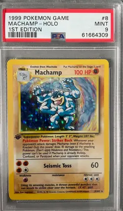1999 Pokemon Game Machamp Holo 1st Edition Mint 9 - Image 1