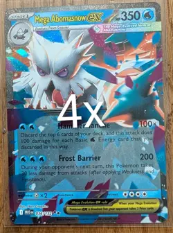 4x Mega Abomasnow ex 036/132 Me01: Mega Evolution Holo, Pokemon Playset x4 - Image 1