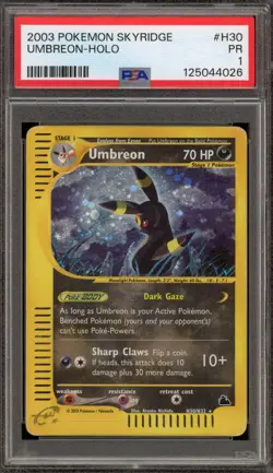 Pokemon Umbreon Skyridge Holo Rare #H30 PSA 1 - Image 1