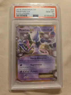 2016 POKEMON XY Mewtwo EX 52/108 Evolutions Holo PSA10 - Image 1