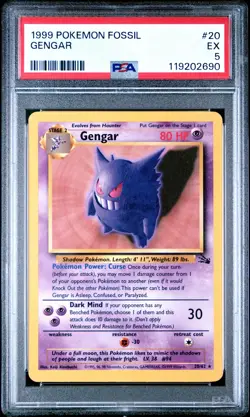 1999 Pokemon Fossil Gengar #20 Non-Holo Unlimited PSA 5 WOTC Vintage - Image 1