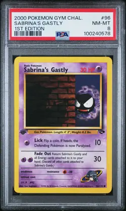 2000 Pokemon Gym Challenge 1st Edition Sabina's Gastly 96 PSA 8 NM-MT - Image 1
