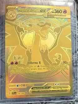 Pokemon Mega Charizard X ex Gold 130/094 Hyper Rare Phantasmal Flames Near Mint - Image 2