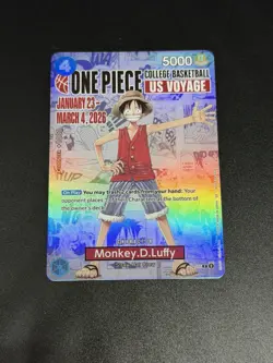 Monkey.D.Luffy (College Basketball US Voyage) One Piece Promotion Card *Opened* - Image 3