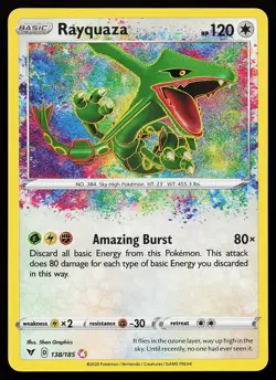 Rayquaza 138/185 Amazing Rare Holo Vivid Voltage Pokemon Card - Image 1