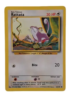 Rattata 61/102 Base Set 1999 WOTC Pokemon Card Unlimited NM - Image 1