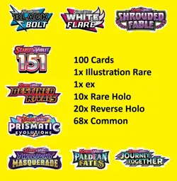 Pokemon TCG: 100x Cards Bundle, Mystery, Bulk, Guaranteed Illustration Rare & ex - Image 1