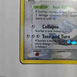 Pokemon TCG Snorlax Holo 90 HP Basic Card 15/112 2004 English Card Stock - Image 5