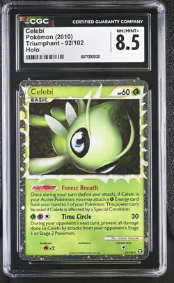 CGC 8.5 Celebi 2010 Triumphant 92/102 Holo Pokemon Card - Image 1