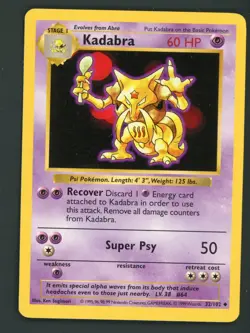 Pokemon Kadabra 032/102 Base Set (Shadowless) Regular NM Card - Image 1