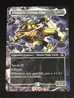 MTG Teenage Mutant Ninja Turtles Leonardo, Cutting Edge Borderless 0211 NM Rare - Image 1