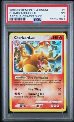 2009 Pokemon Platinum Charizard #2 Holo Rare Arceus Cracked Ice NM PSA 7 TCG - Image 1