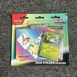 Pokemon TCG: Prismatic Evolutions 3-Pack Blister Tech Sticker Collection Leafeon - Image 1