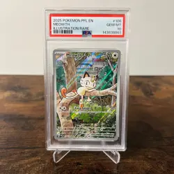 2025 Pokemon PFL EN Phantasmal Flames Meowth #106 Illustration Rare PSA 10 - Image 1