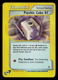 Pokemon Card - Psychic Cube 01 Aquapolis Reverse Holo 132/147 Uncommon - Image 1
