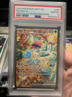 2025 Pokemon White Flare Keldeo ex SIR #167 PSA 10 - Image 1