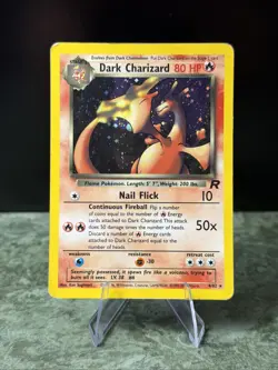 🔥 Dark Charizard 4/82 Unlimited Holo Rare SWIRL 🌀 MP | Pokemon TCG Team Rocket - Image 1
