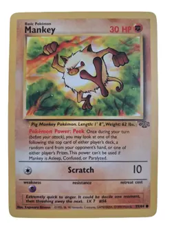 MANKEY 55/64 JUNGLE SET UNLIMITED POKEMON TCG CCG 1999 NM - Fast Ship - Image 1