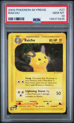 2003 POKEMON SKYRIDGE #27 RAICHU PSA 10 - Image 1
