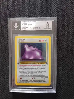 Pokemon BGS 8 Ditto Holo 3/62 PRIMA EDIZIONE ITA Beckett 1999 Fossil 1st Edition - Image 1