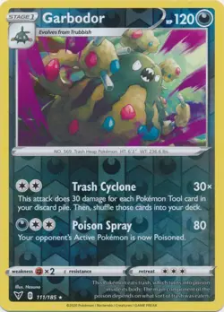 Reverse Holo Garbodor 111/185 Vivid Voltage Rare Pokemon TCG - Image 1