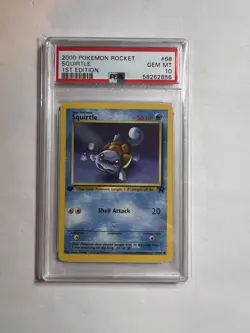 2000 Pokemon Team Rocket 1st Edition Squirtle #68 PSA 10 Gem Mint Fresh Grade - Image 1