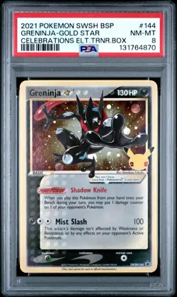 2021 POKEMON SWSH BLACK STAR PROMO CELEBRATIONS #144 GRENINJA-GOLD STAR PSA 8 - Image 1