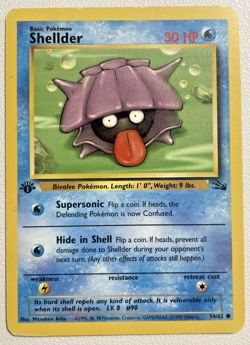 1st Edition Shellder 54/62 (MP) (Crease) Jungle Set Pokemon Card WOTC - Image 1