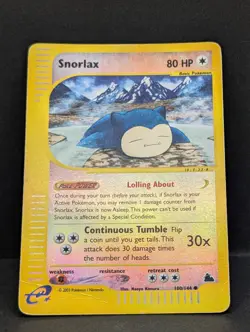 Snorlax 100/144 Skyridge Reverse Holo Rare Pokemon TCG Nintedno MP - Image 3