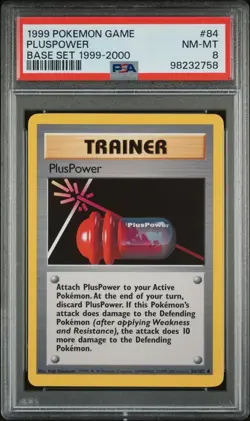 1999 Pokemon Base Set PlusPower 1999-2000 UK 4th Print #84/102 PSA 8 - Image 1