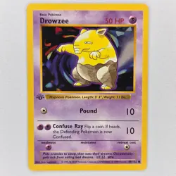 MISPRINT GREY STAMP DROWZEE 49/102 BASE SET 1ST EDITION LP POKEMON - Image 1
