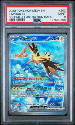 2023 Pokemon Mew EN-151 Zapdos EX Special Illustration Rare PSA 9 #202 - Image 1