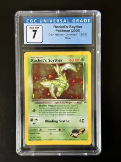 CGC 7 Rocket's Scyther 13/132 Holo SWIRL Gym Heroes Pokemon Card - Image 1