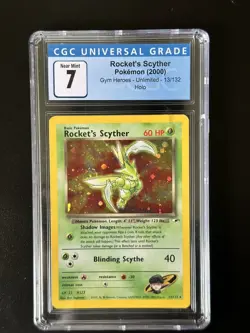 CGC 7 Rocket's Scyther 13/132 Holo SWIRL Gym Heroes Pokemon Card - Image 3