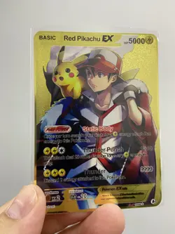 Red Pikachu EX HP5000 Gold Metal Pokemon Card-Collectible Gift Display！ - Image 2