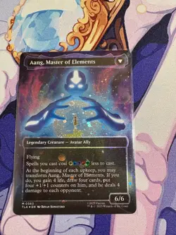 RARE Magic the Gathering Avatar Aang Master of Elements Borderless Galaxy Foil - Image 1