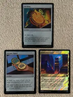 MTG - Sol Ring, Arcane Signet, Command Tower SURGE FOIL - NM - Commander Staples - Image 2