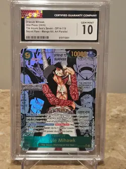 One Piece TCG Card Game Dracule Mihawk Manga Alt Art #OP14-119 Azure Sea's Seven - Image 1