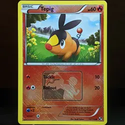 Tepig 15/114 NM Pokemon League Promo Crosshatch Holo Foil BW B&W Pokemon Card - Image 1
