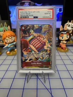 2025 ONE PIECE OP11-A FIST OF DIVINE SPEED TREASURE RARE #015 LUCKY ROUX PSA 10 - Image 1